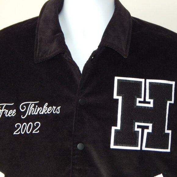 HUDSON Free Thinkers Men Bomber Jacket Insulated Black Logo Snap Closure XL NWT - Picture 4 of 16